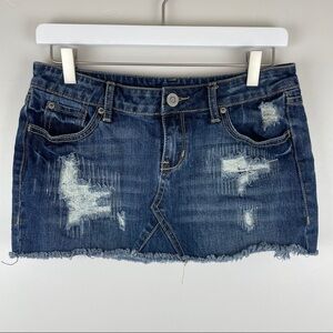 AMISU destroyed denim mini skirt size small